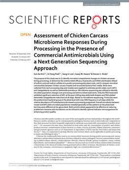 Assessment of Chicken Carcass Microbiome Responses During