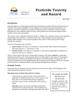 Toxicity and Hazard of Pesticides
