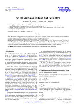 On the Eddington Limit and Wolf-Rayet Stars