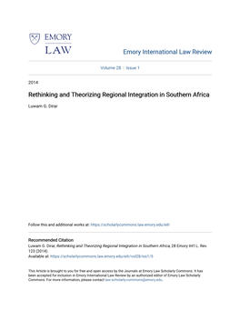 Rethinking and Theorizing Regional Integration in Southern Africa