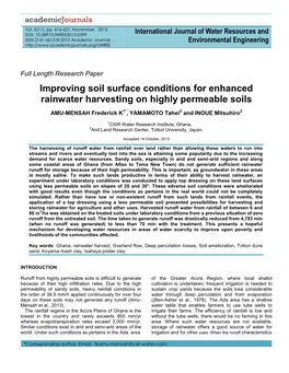 Improving Soil Surface Conditions for Enhanced Rainwater Harvesting on Highly Permeable Soils