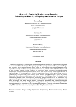 Generative Design by Reinforcement Learning: Enhancing the Diversity of Topology Optimization Designs