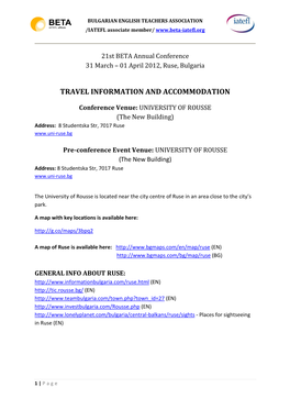 Travel Information and Accommodation