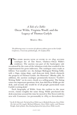 A Tale of a Table: Oscar Wilde, Virginia Woolf, and the Legacy of Thomas Carlyle