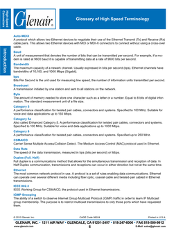 In Tro Duc Tion Glossary of High Speed Terminology