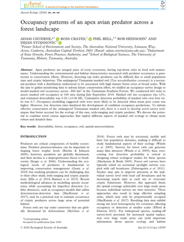 Occupancy Patterns of an Apex Avian Predator Across a Forest Landscape