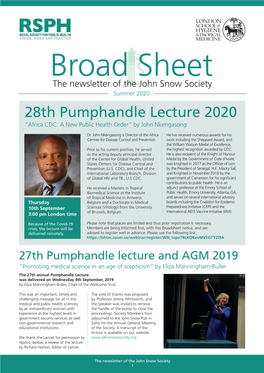 28Th Pumphandle Lecture 2020 “Africa CDC: a New Public Health Order” by John Nkengasong