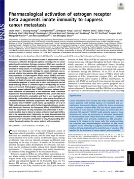 Pharmacological Activation of Estrogen Receptor Beta Augments