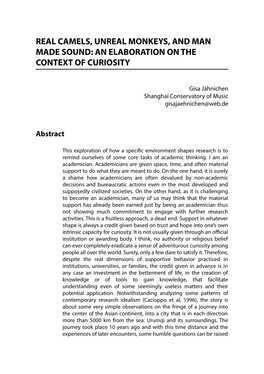 Real Camels, Unreal Monkeys, and Man Made Sound: an Elaboration on the Context of Curiosity