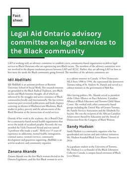 Legal Aid Ontario Advisory Committee on Legal Services to the Black Community