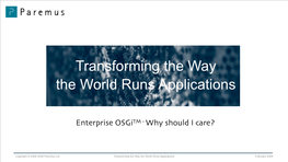 Transforming the Way the World Runs Applications