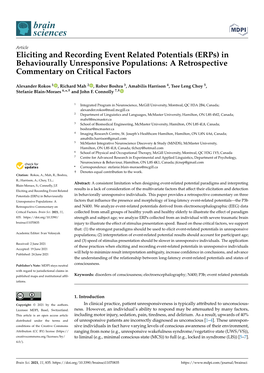 Eliciting and Recording Event Related Potentials (Erps) in Behaviourally Unresponsive Populations: a Retrospective Commentary on Critical Factors