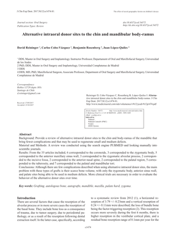 Alternative Intraoral Donor Sites to the Chin and Mandibular Body-Ramus