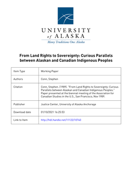 From Land Rights to Sovereignty: Curious Parallels Between Alaskan and Canadian Indigenous Peoples