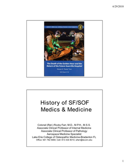 History of SF/SOF Medics & Medicine