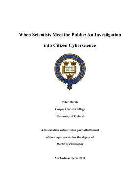 An Investigation Into Citizen Cyberscience