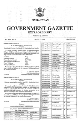 NMENT GAZETTE EXTRAORDINARY | Published by Authority