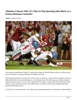 Alabama Crimson Tide: It’S Time to Stop Ignoring Jalen