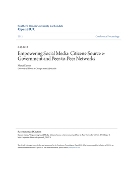 Empowering Social Media: Citizens-Source E-Government and Peer-To-Peer Networks