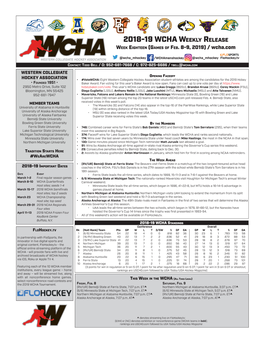 2018-19 Wcha Weekly Release Week Eighteen (Games of Feb