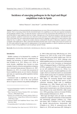 Incidence of Emerging Pathogens in the Legal and Illegal Amphibian Trade in Spain