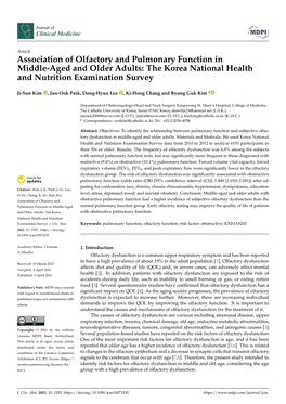 Association of Olfactory and Pulmonary Function in Middle-Aged and Older Adults: the Korea National Health and Nutrition Examination Survey