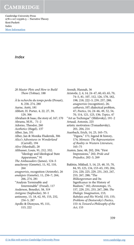 Proust), 198, 218, 222–3, 239, 257, 288; 8, 258, 274, 280 Anagnorisis (Recognition), 26; Aarne, Antti, 181 Catharsis, 107; Dialectical Problem, Abbott, H