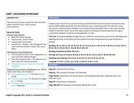 Louisiana Purchase Anchor Text Unit Focus