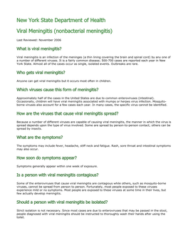 Viral Meningitis (Nonbacterial Meningitis)