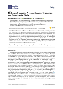 Hydrogen Storage in Propane-Hydrate: Theoretical and Experimental Study