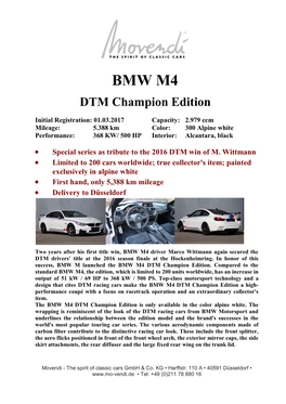Preisschild BMW M4 DTM Champion Edition HP EN