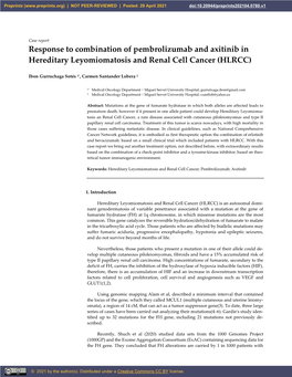 Response to Combination of Pembrolizumab and Axitinib in Hereditary Leyomiomatosis and Renal Cell Cancer (HLRCC)