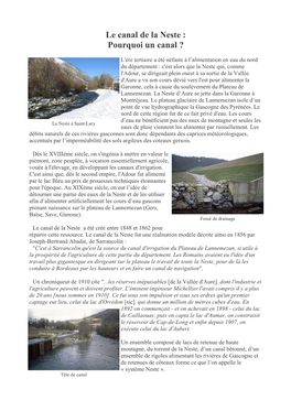 Le Canal De La Neste : Pourquoi Un Canal ?