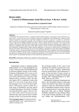 Control of Phlebotomine Sand Flies in Iran: a Review Article