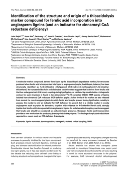 Identification of the Structure and Origin of a Thioacidolysis