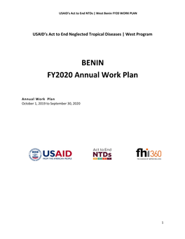 BENIN FY2020 Annual Work Plan