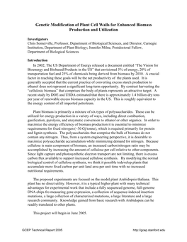 2.3.2. Genetic Modification of Plant Cell Walls for Enhanced Biomass