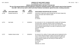 File Number Limerick City and County Council P L a N N I N G a P P L I C a T I O N S Invalid Applications from 31/05/2021 to 0