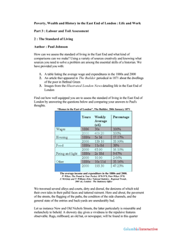 Poverty, Wealth and History in the East End of London : Life and Work