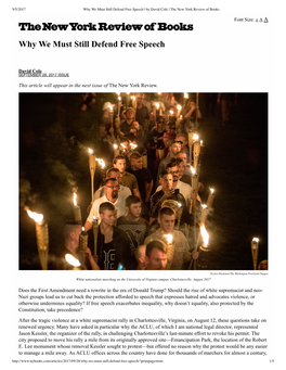 Why We Must Still Defend Free Speech | by David Cole | the New York Review of Books