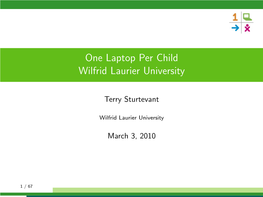 One Laptop Per Child Wilfrid Laurier University