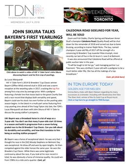 John Sikura Talks Bayern's First Yearlings