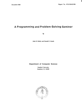 A Programming and Problem-Solving Seminar