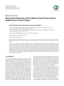Hierarchical Brokering with Feedback Control Framework in Mobile Device-Centric Clouds