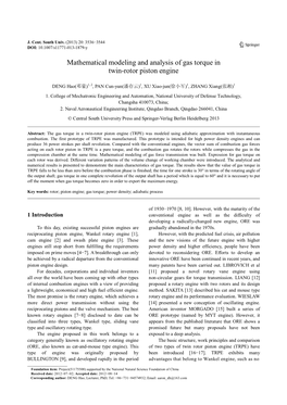 Mathematical Modeling and Analysis of Gas Torque in Twinrotor Piston