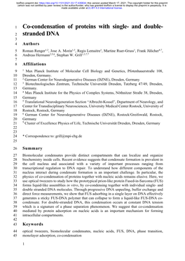 Co-Condensation of Proteins with Single- and Double-Stranded