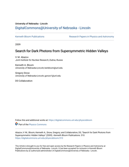 Search for Dark Photons from Supersymmetric Hidden Valleys