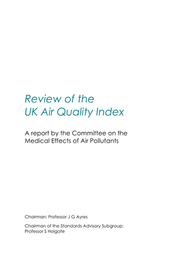 COMEAP: Review of the UK Air Quality Index