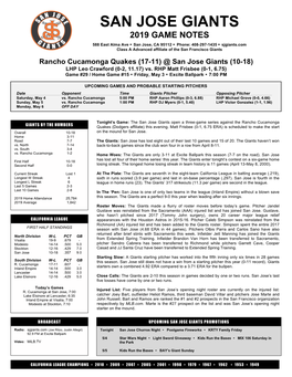 2019 Game Notes