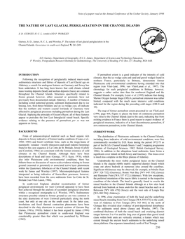 The Nature of Last Glacial Periglaciation in the Channel Islands